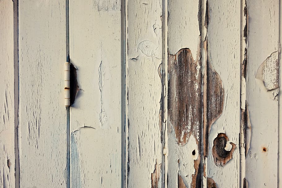 garage door, door, hinge, plank, paint, flaking, flaking paint, neglect, old, weathered