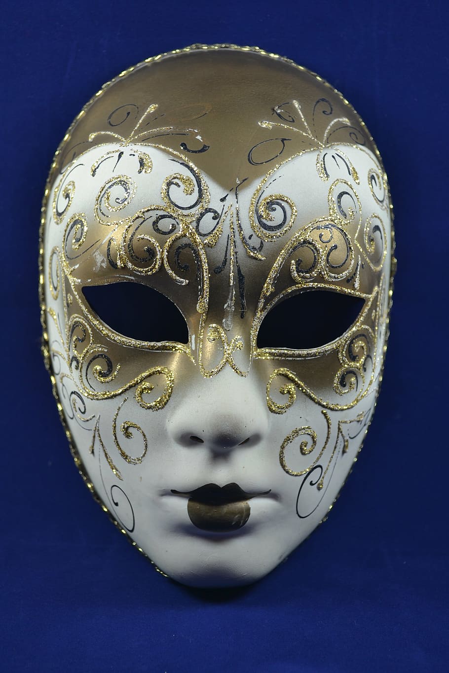 white, brown, floral, masquerade, mask, carnival, venice, gold, harlequin, mask - disguise