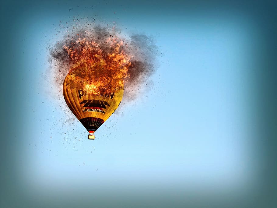 balon udara panas, api, naik balon udara panas, udara, upgrade, olahraga udara, terbang, api melesat, bencana, kecelakaan