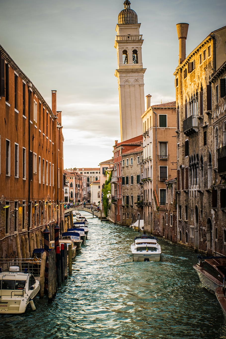 venice, grand canal, venice, italy, city, urban, water, architecture, vintage, tower, sky