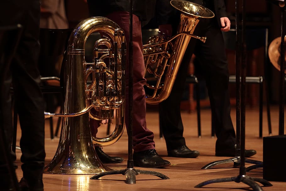 euphonium, trombone, brass, music, concert, orchestra, musicians, musical instrument, arts culture and entertainment, brass instrument