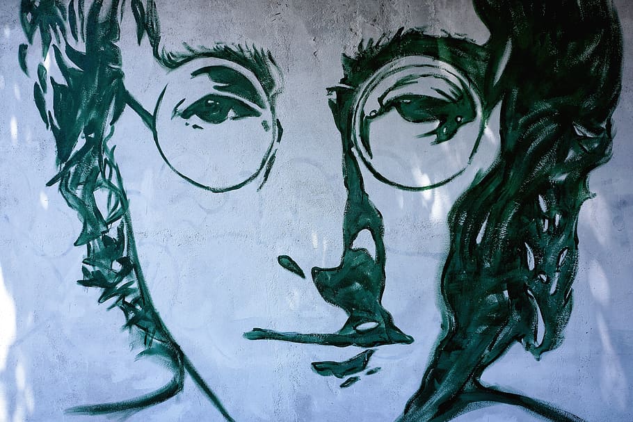 John Lennon, calle, arte, graffiti, Verona, Italia, arte y artesanía, creatividad, representación, representación humana