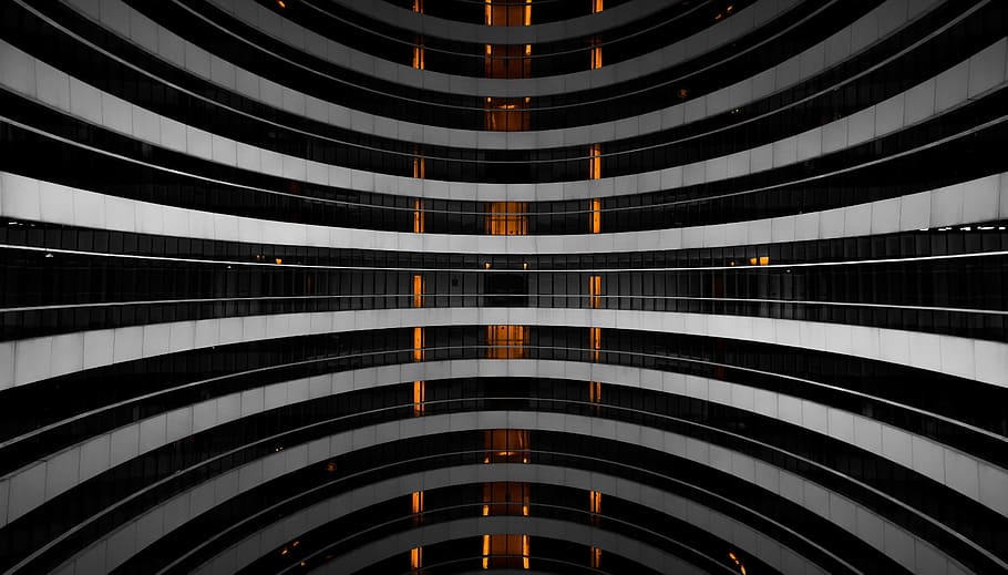 white, black, building, interior, science fiction, beijing, black and white, abstract, galaxy soho, architecture