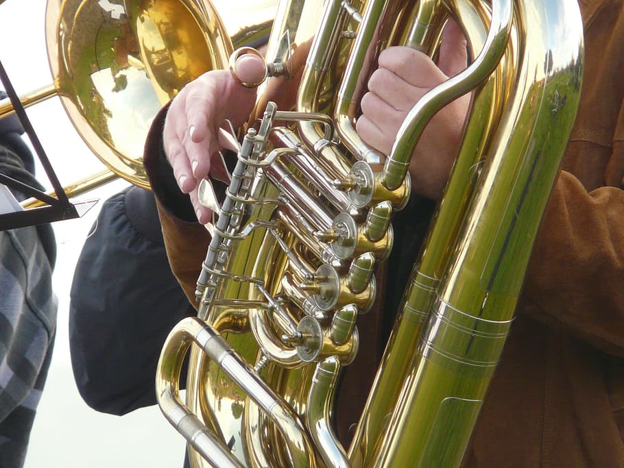 Tuba, Blowers, Brass, Cute, Gloss, Shine, music, orchestra, play, musical Instrument