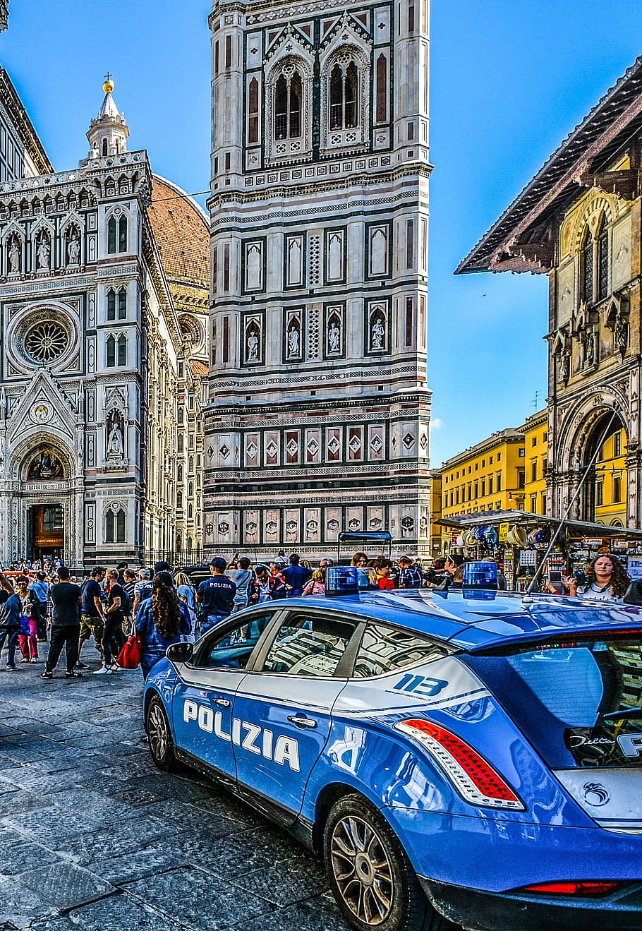 Florence, Italia, Jalan, Polisi, polizia, perjalanan, tengara, duomo, florentine, kota