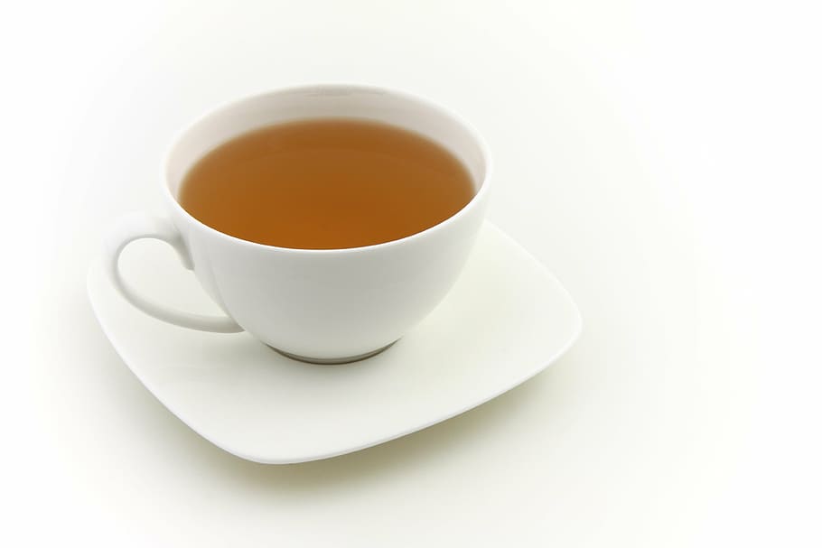 preenchido, branco, cerâmico, xícara de chá, fundo, copo, bebida, fresco, verde, preto