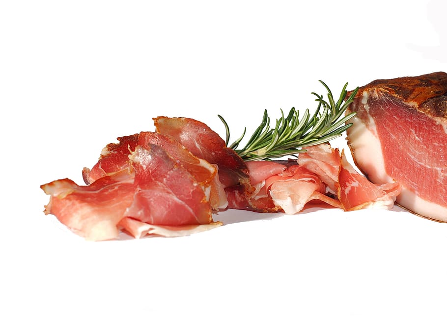 raw, meat, grass, ham, spice, dry cured ham, bacon, rosemary, eat, food