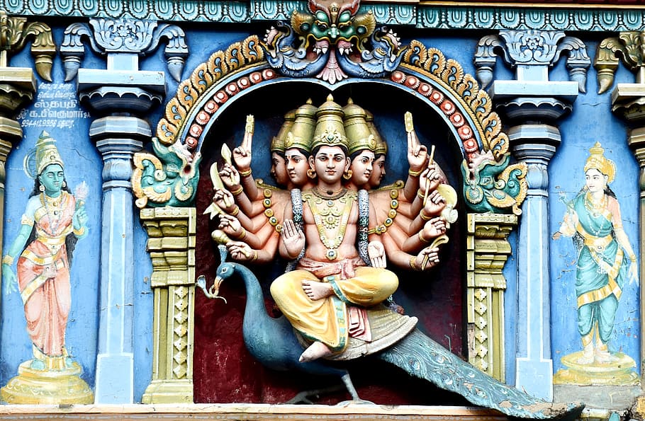 indian god altar, madurai, meenakshi amman temple, load muruga, deity, kovil, sculpture, religion, hindu, god