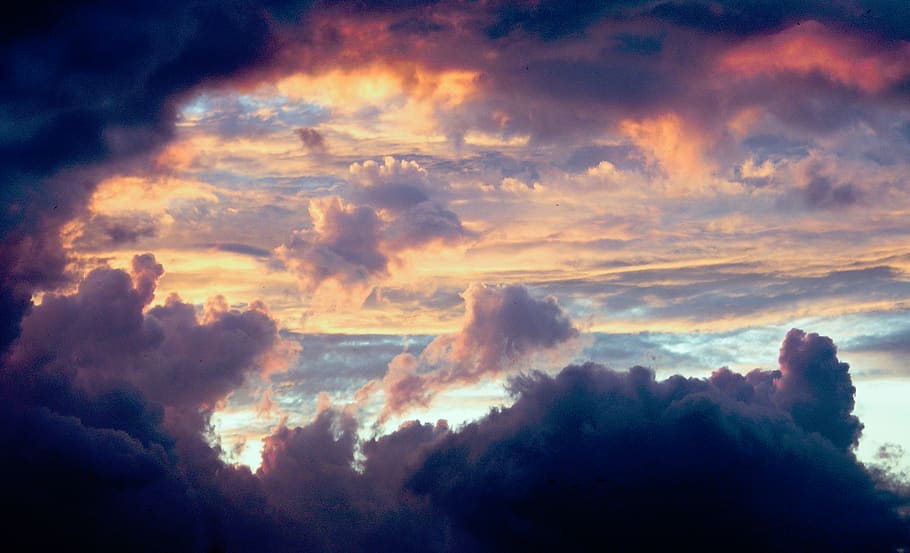 nature, clouds, sky, colorful, fluffy, cloud - sky, sunset, dramatic sky, scenics - nature, cloudscape