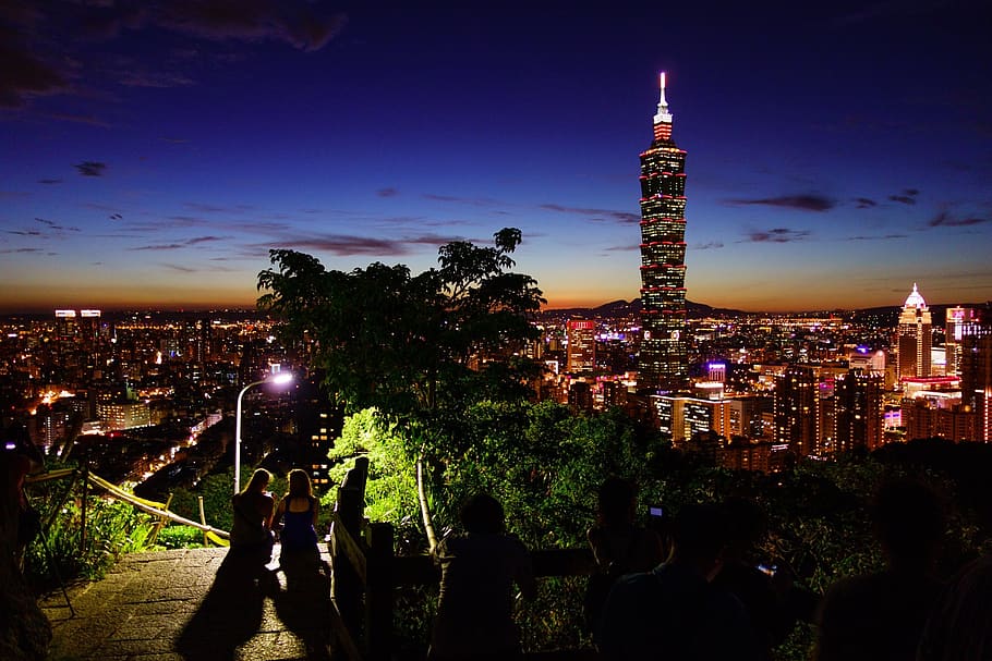 Taipei 101, torre, Taipei, financiero, centro, ciudad, Taiwán, rascacielos, horizonte, paisaje urbano
