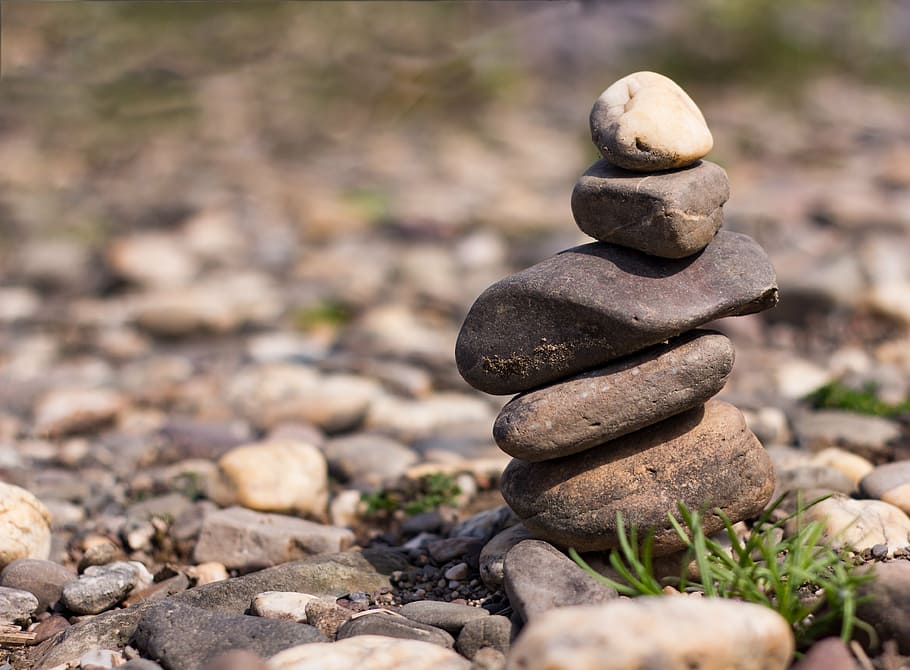 cairn, batu, alam, abu-abu, tumpukan, keseimbangan, batu - objek, padat, seperti zen, kerikil