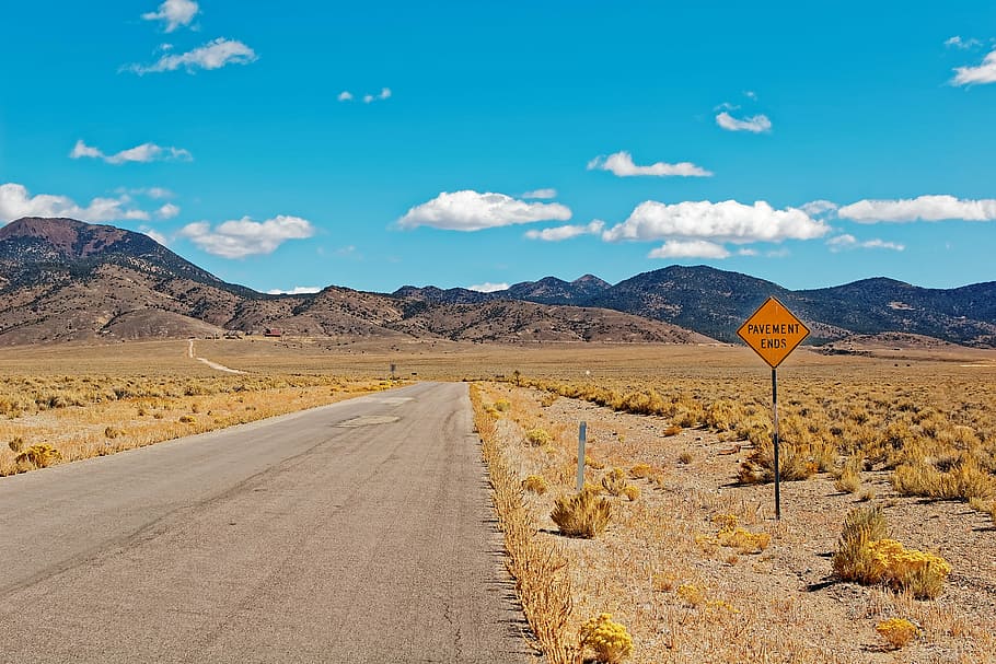 empty, road, orange, road signage, allows, nevada, usa, desert, america, leave