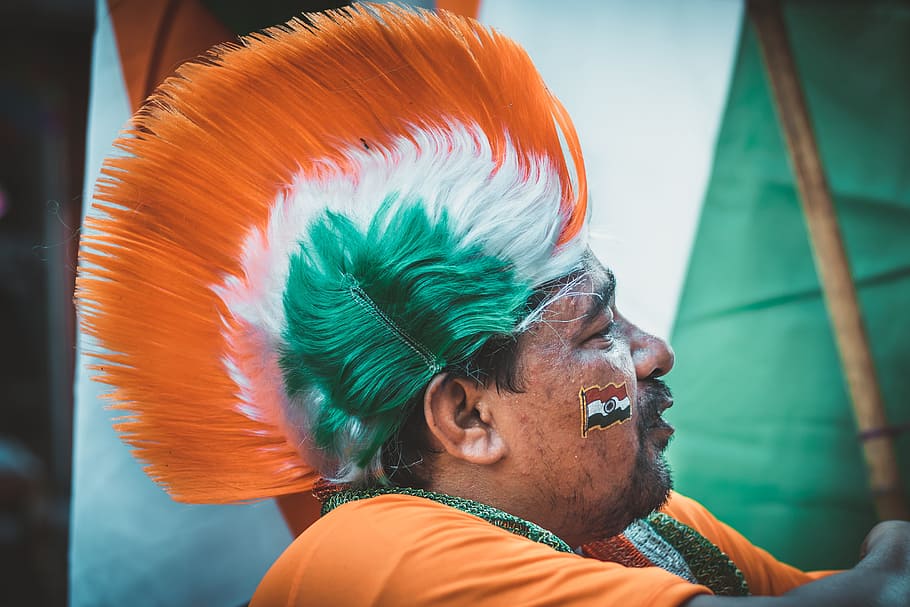 sideview, man, hair, independence, india, flag, august, holiday, dom, day