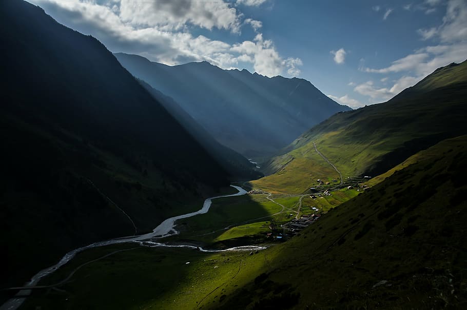landscape photography, valley, mountains, europe, asia, georgia, caucasus, caucasia, travel, tourism
