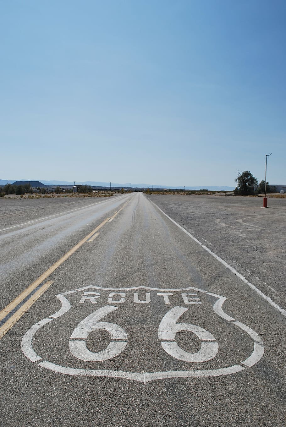 usa, rute 66, tak berujung, jalan raya, dom, perjalanan, california, amerika, langit, tanda