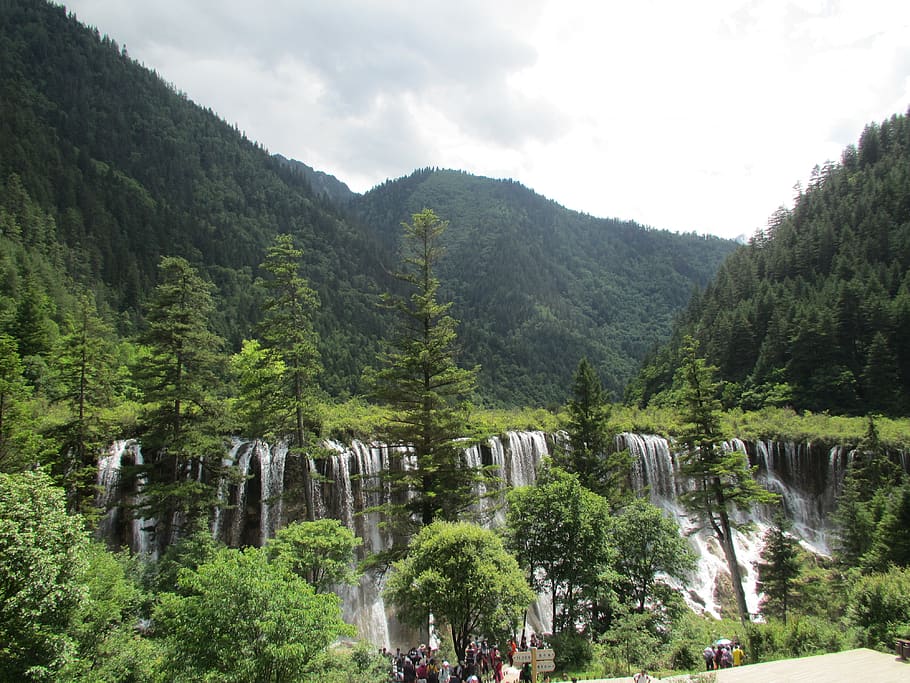 jiuzhaigou, the scenery, falls, scenics - nature, plant, water, tree, beauty in nature, nature, mountain
