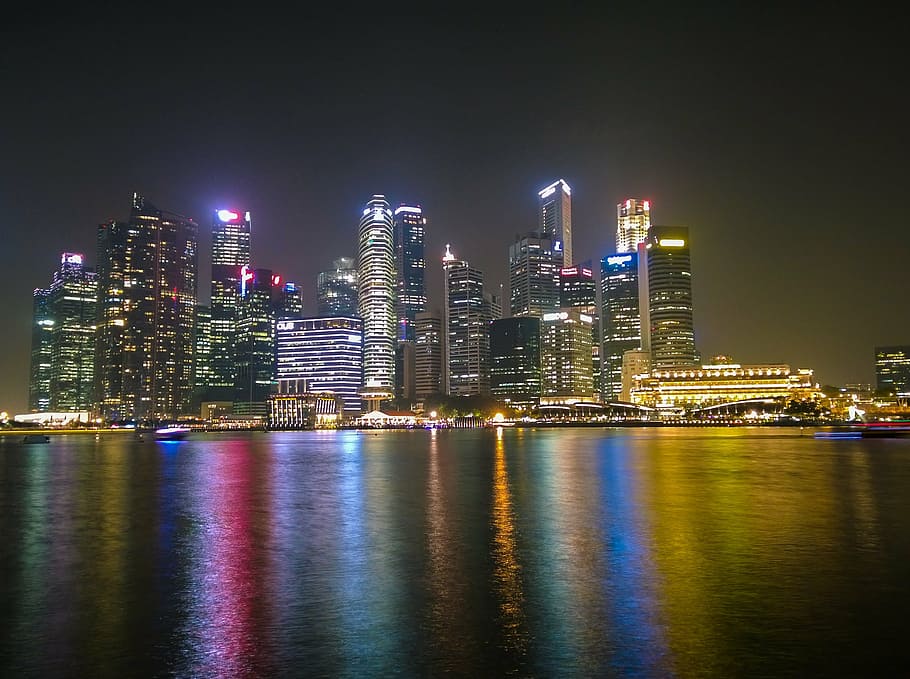 edificios de gran altura, singapur, río singapur, horizonte, edificio, agua, distrito financiero, rascacielos, arquitectura, urbano