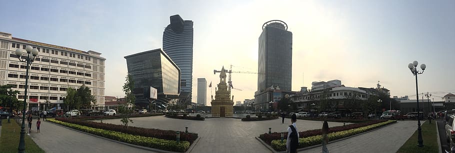 Panorama, Kamboja, Phnom Penh, Kota, kota phnom penh, meng hann, pusat bisnis, arsitektur, eksterior bangunan, struktur bangunan