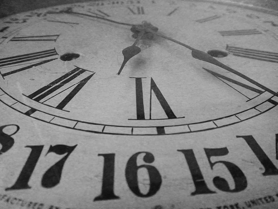 tiempo, viejo, manos, cara de reloj, Reloj, hora, esfera del reloj, minutero, romano, número romano