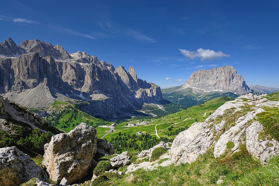 nature, landscape, mountains, mountain world, dream mountains, south tyrol, gardena, mountain, scenics - nature, sky