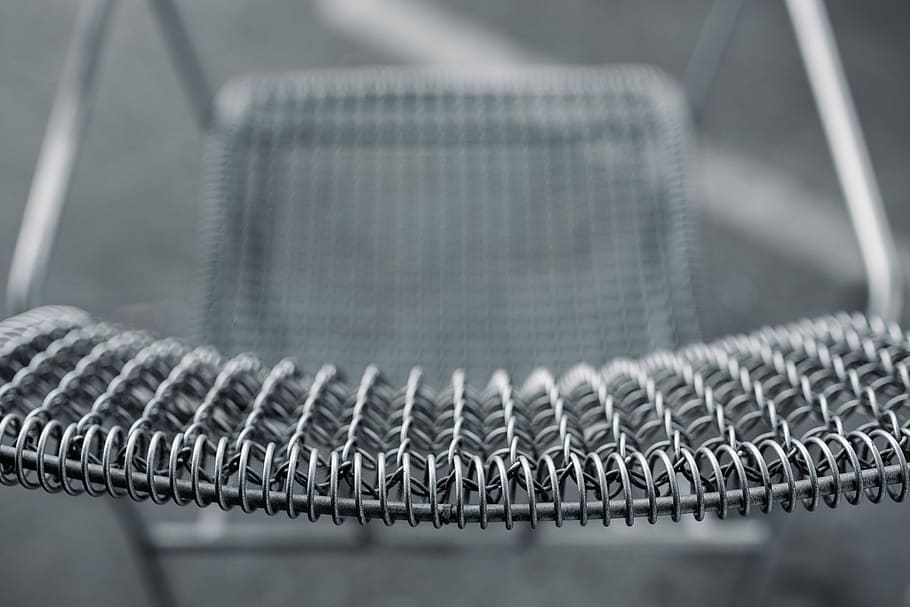 silla de comedor de metal, Retro, metal, silla de comedor, vintage, minimalista, limpio, silla, antiguo, primer plano