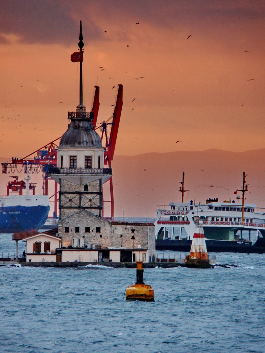 turkey, bosphorus, strait, istanbul, bridge, channel, ship, black sea, clouds, sea