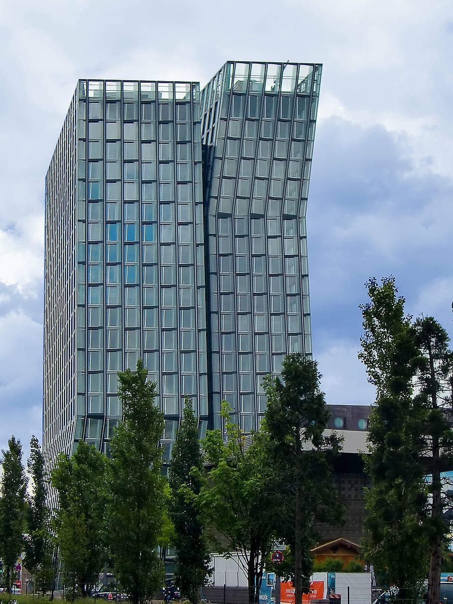 dancing towers, skyscraper, glass, steel, modern, hamburg, facade, architecture, glass facade, window