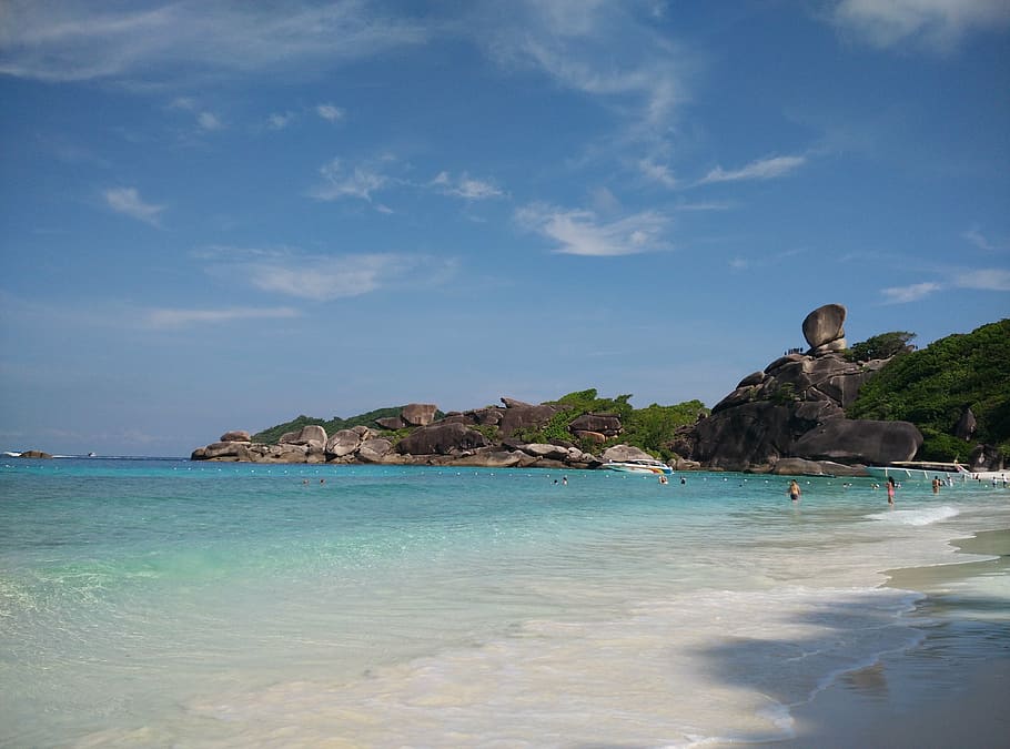 ilha similan, donald duck rock, reservado, mar, praia, azul turquesa, natureza, ilha, verão, areia