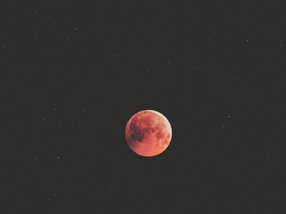 moon, lunar eclipse, red moon, star, starry sky, sky, universe, night, planet, cosmos