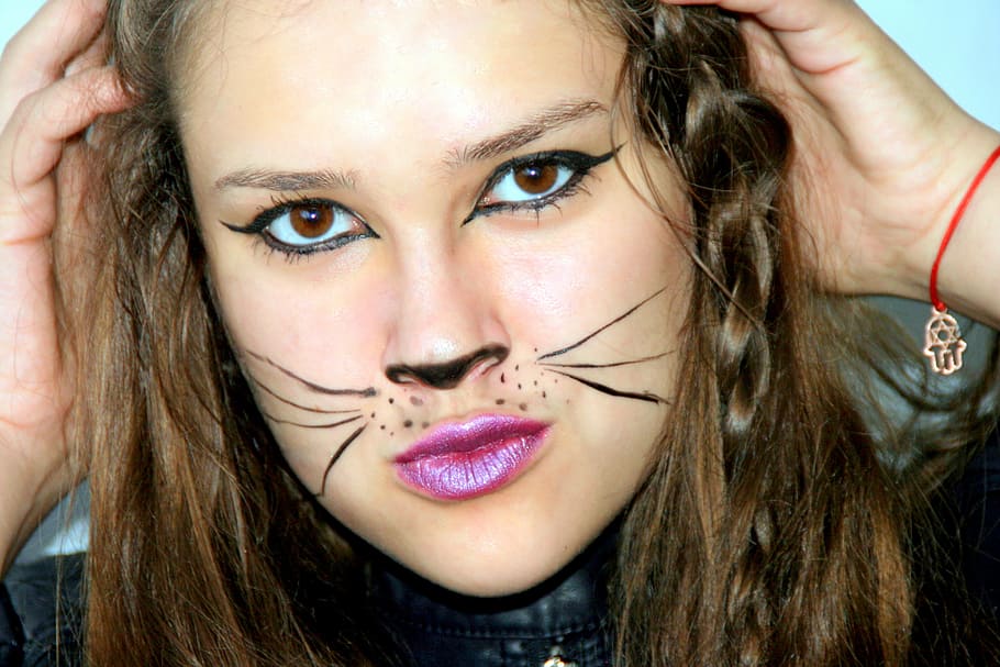 girl, halloween, cat, makeup, portrait, headshot, looking at camera, women, close-up, young adult - Pxfuel