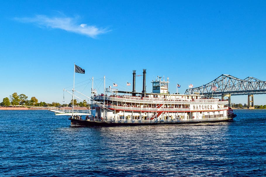 america, the mississippi, river, yacht, bridge, sky, new orleans, united states, the mississippi river, ship