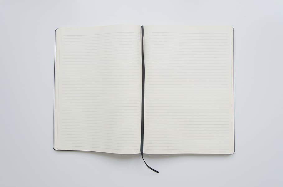 abierto, blanco, libro, superficie, cuaderno, libro abierto, papel, página, educación, en blanco