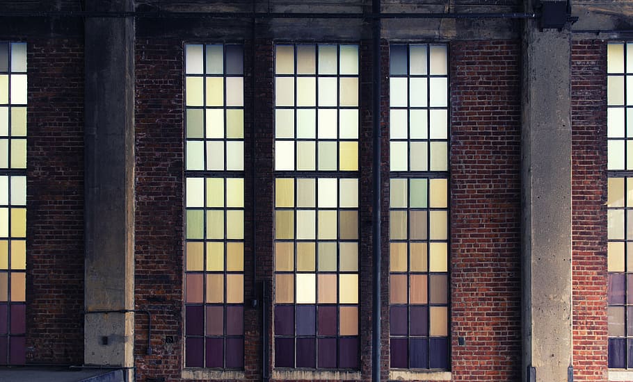 photography, stained, glass window, old building, glass, colors, rectangles, building, old, architecture