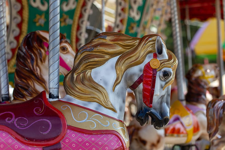 carousel, fair, ride, fun, horse, amusement, carnival, ornate, entertainment, colorful