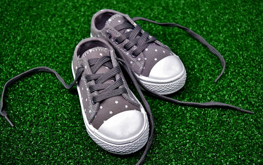 pair, gray, low-top sneakers, children's shoes, cute, sports shoes, sneakers, fashion, youth, shoe