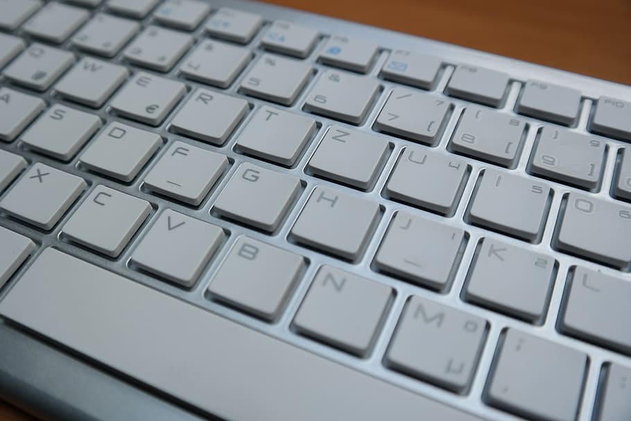 grey, white, computer keyboard, brown, surface, letters, keyboard, computer, input, keys