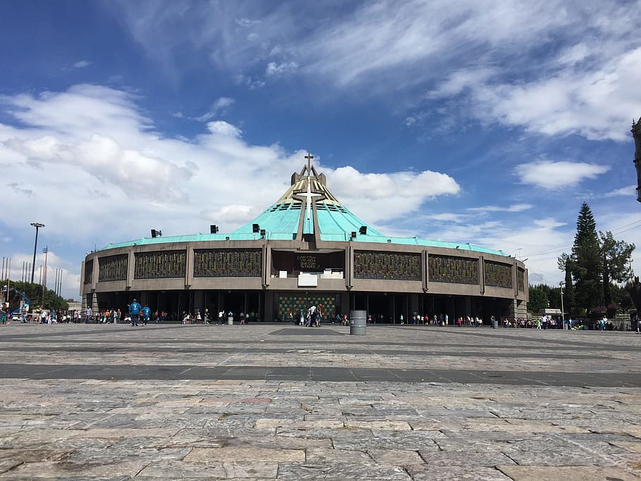 mexico city, lady de guadelupe, basilica of the virgin of guadalupe, cloud - sky, sky, architecture, built structure, building exterior, day, nature
