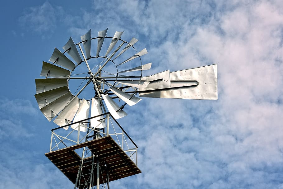 gray, black, windmill, pinwheel, metal, wheel, sky, wind energy, energy, wind