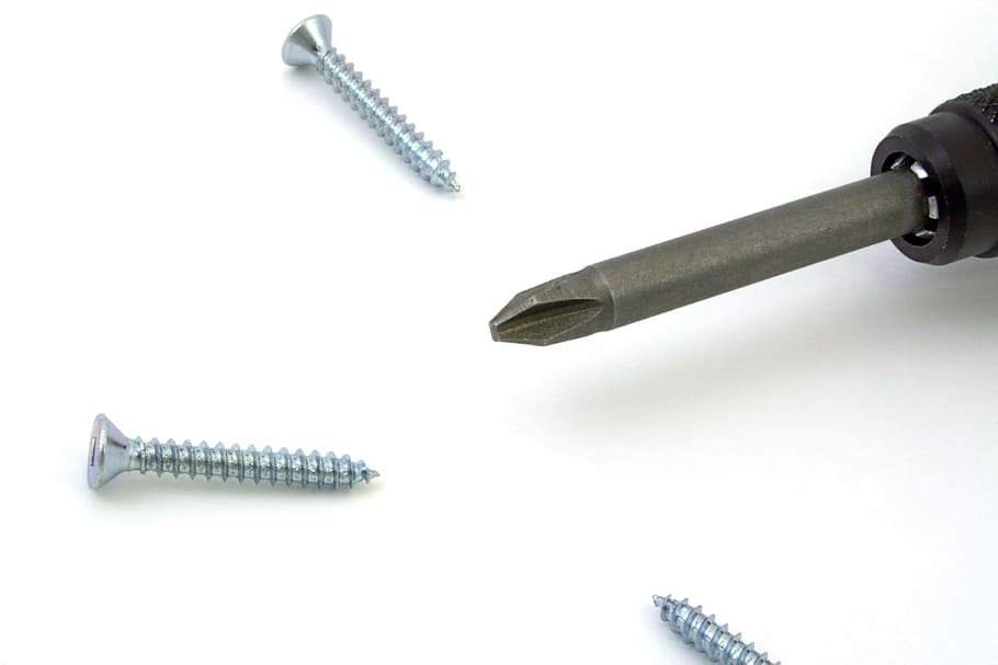screwdriver, screws, tools, white background, handyman, star head, star, tighten, loosen, unscrew
