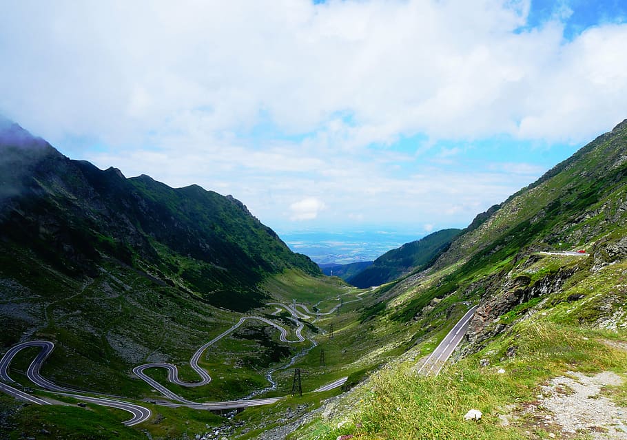 road, mountain, winding, climb, romania, curved, transfagarasan, fagaras, valley, transylvania