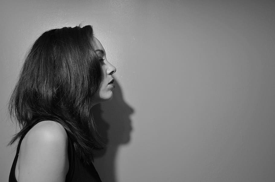 profile, hair, shoulder, contrast, shadow, one person, women, side view, young adult, indoors
