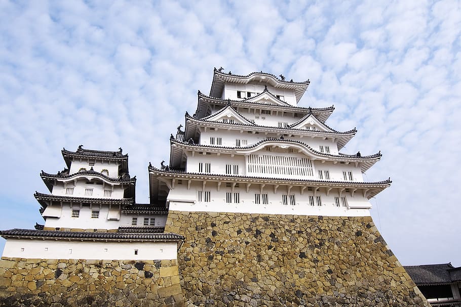 japan, castle, castle of japan, himeji castle, building, himeji, egret, kansai, building exterior, built structure