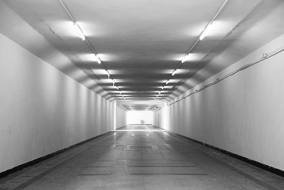 preto, branco, Underground, Passagem, Preto e branco, passagem subterrânea, estática, dentro de casa, vazio, túnel
