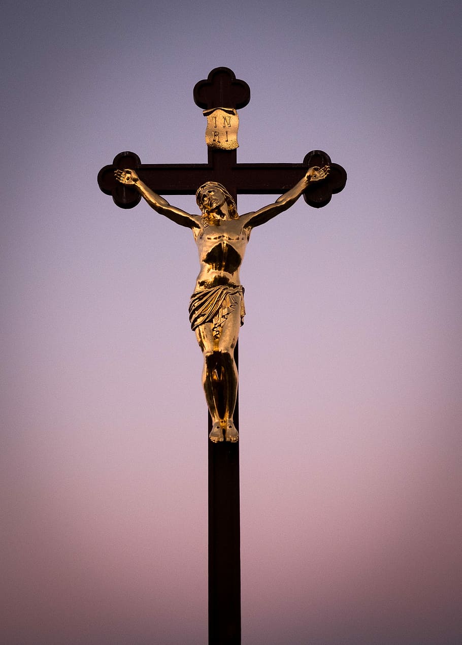crucifix statue, cross, jesus christ, catholic, cemetery, jesus, faith, crucifixion, christianity, figure
