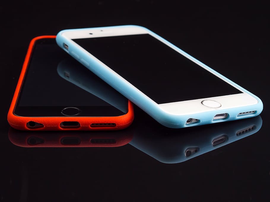 dua, teal, oranye, case iphone, ios, baru, mobile, gadget, pad, smartphone