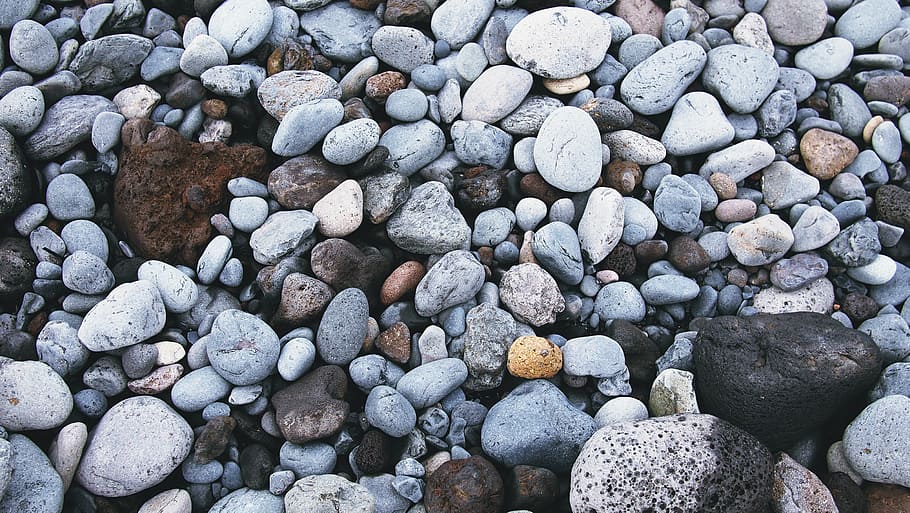 gris, blanco, negro, guijarros de piedra, surtido, guijarro, lote, rocas, guijarros, playa