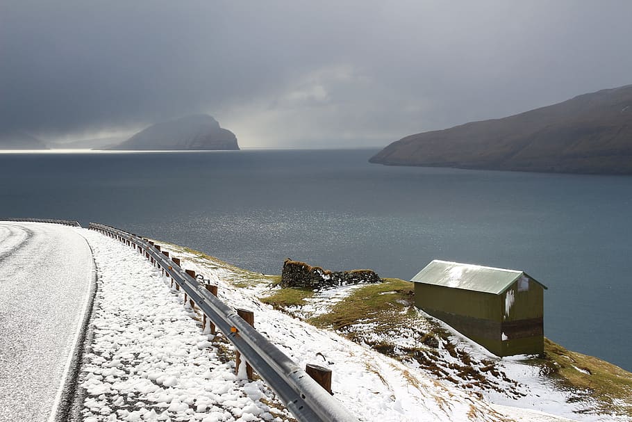 Foroyar, Faroe Islands, island, cloud - sky, day, snow, winter, outdoors, water, environment