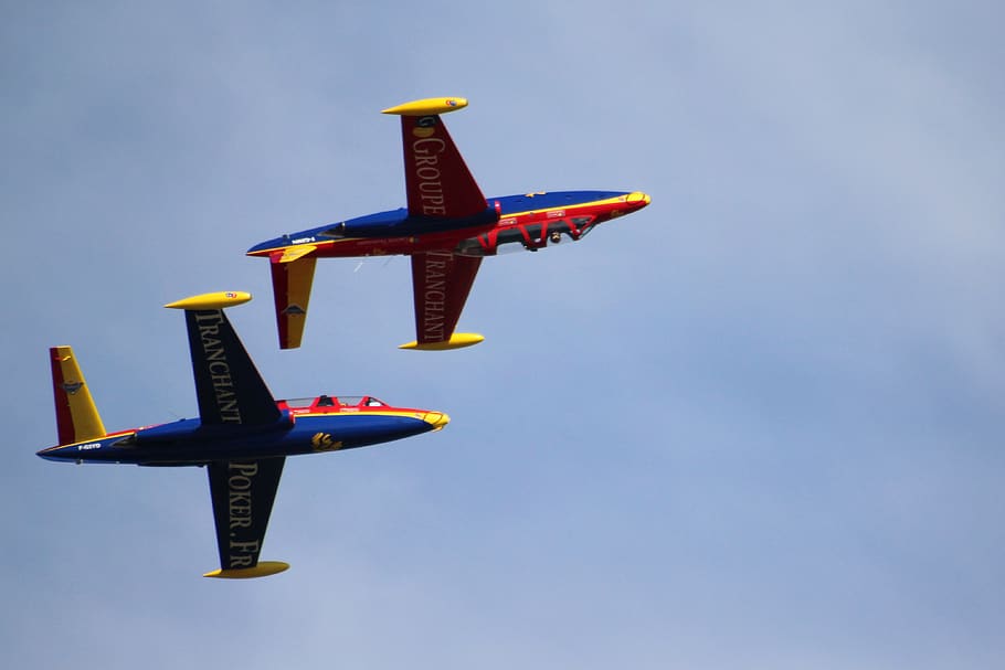 airshow, aircraft, duo, flight, air show, meeting park, air demonstration, aerobatics, aviation, acrobatics