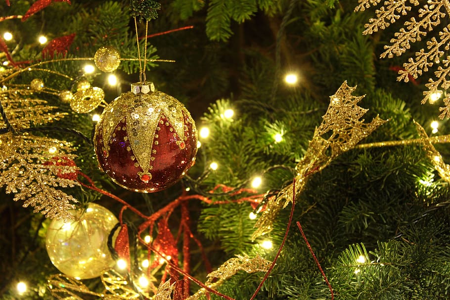 bauble, string light, Christmas, Xmas, Decoration, celebration, tree, christmas Ornament, shiny, holiday