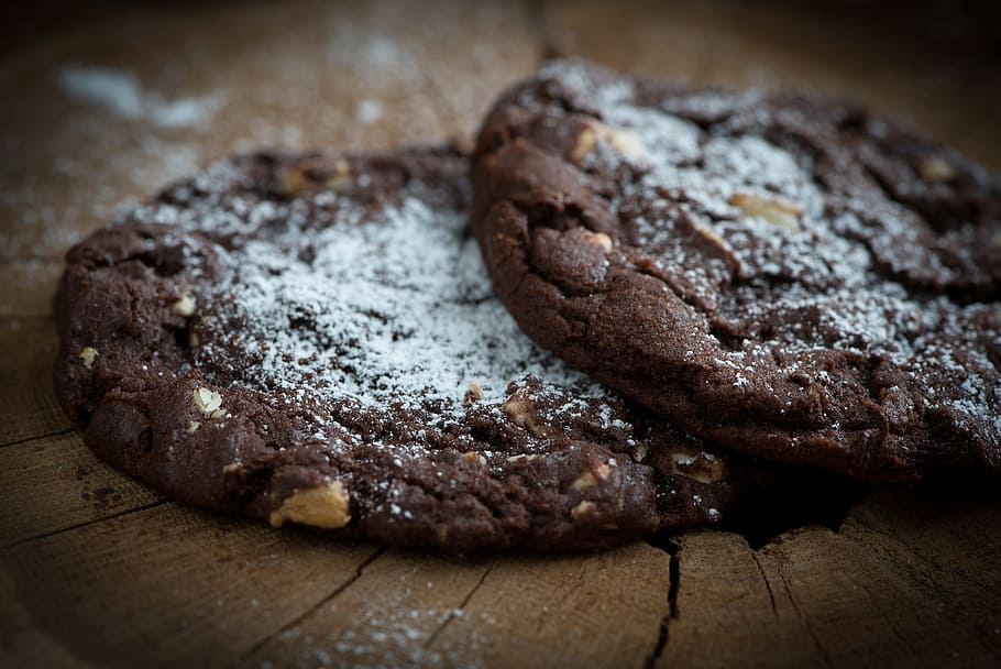 cookies, chocolate cookies, dark cookies, nuts, chocolate nut cookies, delicious, eat, food, sweet, bake